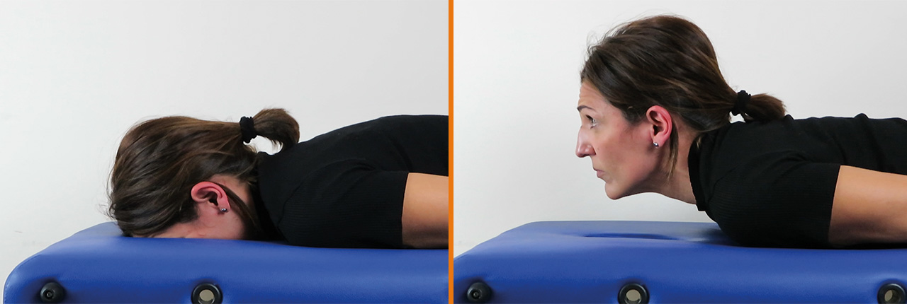 Prueba flexión craneo-cervical MVC dolor cervical en prono MVC