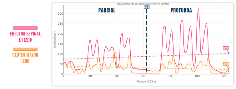 sentadilla profunda vs sentadilla parcial (alteración erectores)